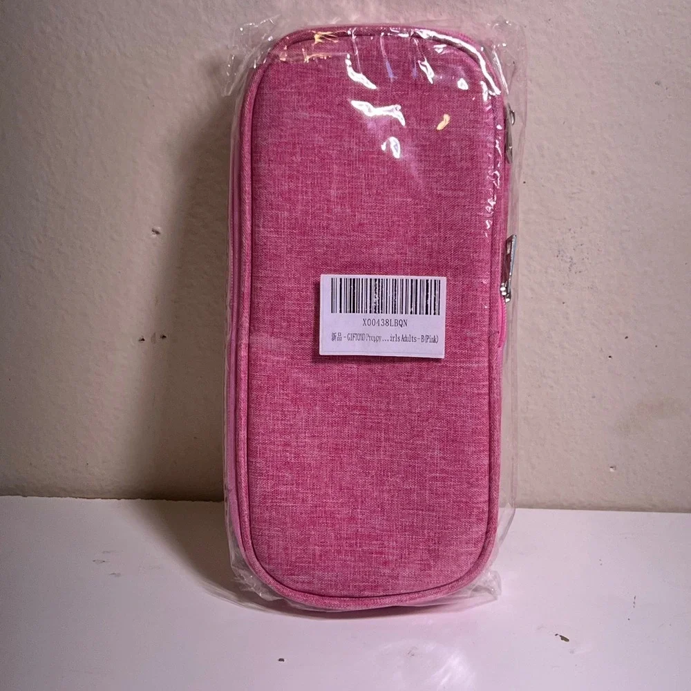 OS Pencil Case Pink Chenille Varsity Letter B Glitter Preppy Pouch